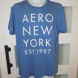 Aeropostale Heathered Blue Aero New York SS T-shirt Size L Men's